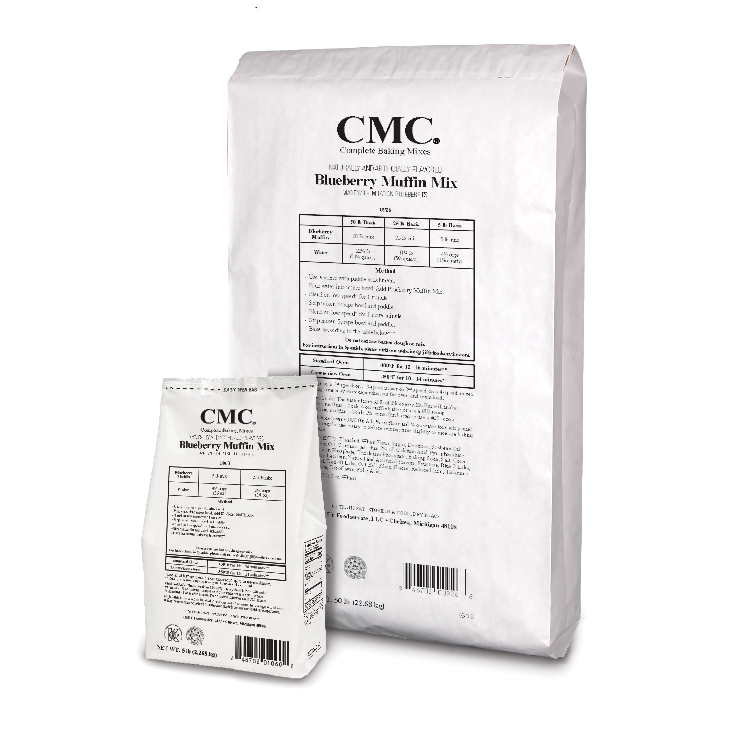 CMC Blueberry Muffin Mix 6/5 lb and 50 lb bags