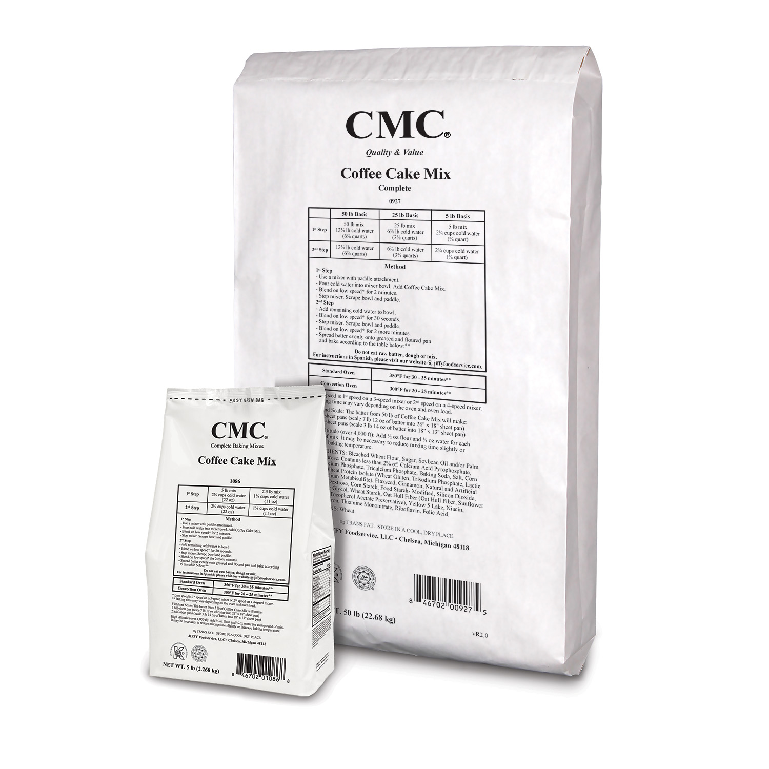 CMC Coffee Cake Mix 6/5 lb and 50 lb bags
