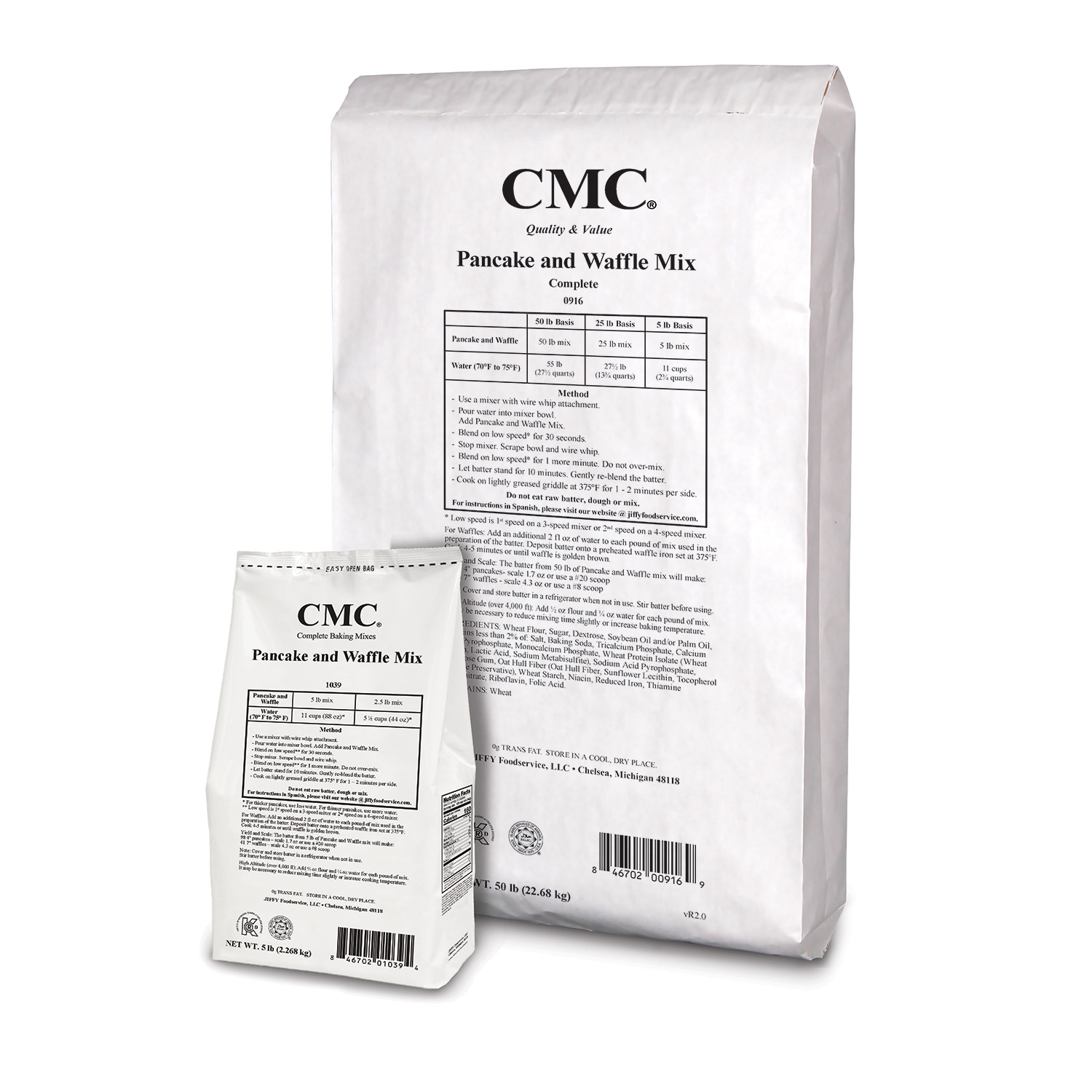 CMC Pancake & Waffle Mix 6/5 lb and 50 lb bags