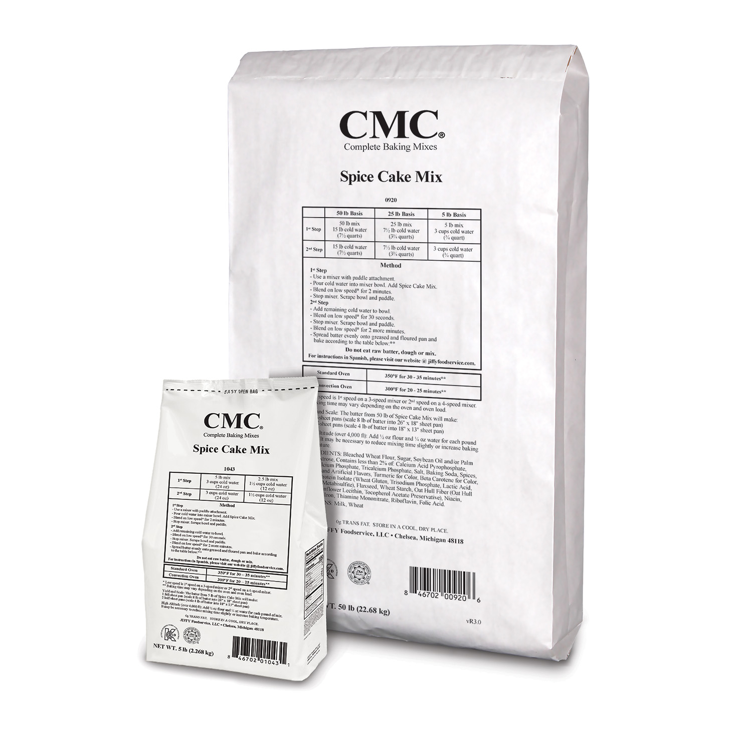 CMC Spice Cake Mix 6/5 lb and 50 lb bags