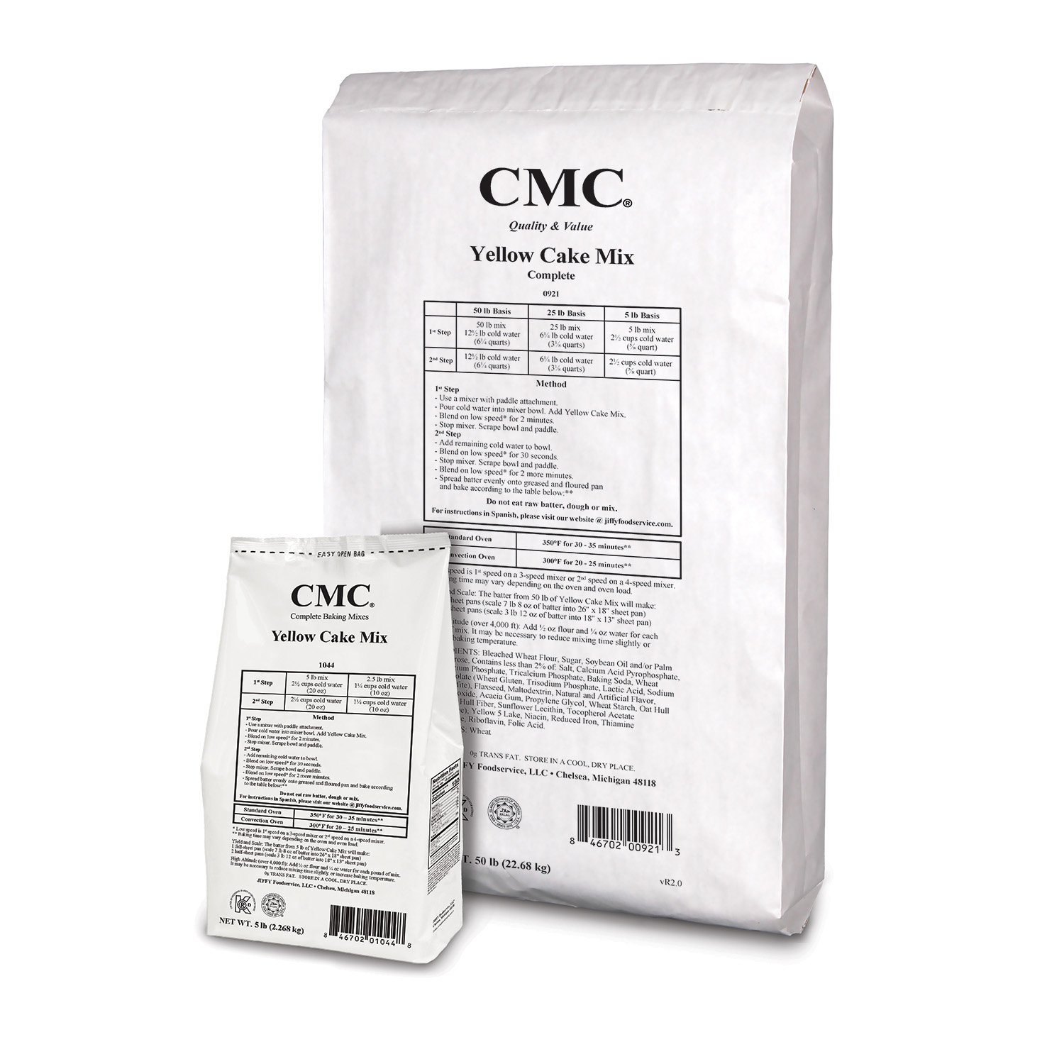 CMC Yellow Cake Mix 6/5 lb and 50 lb bags