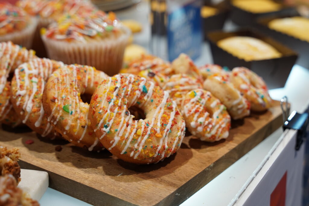 Fruity Cereal Donuts | "JIFFY" Foodservice Fruity Cereal Donuts made with "JIFFY" Sweet Cream Pancake & Waffle Mix at National Restaurant Association Show