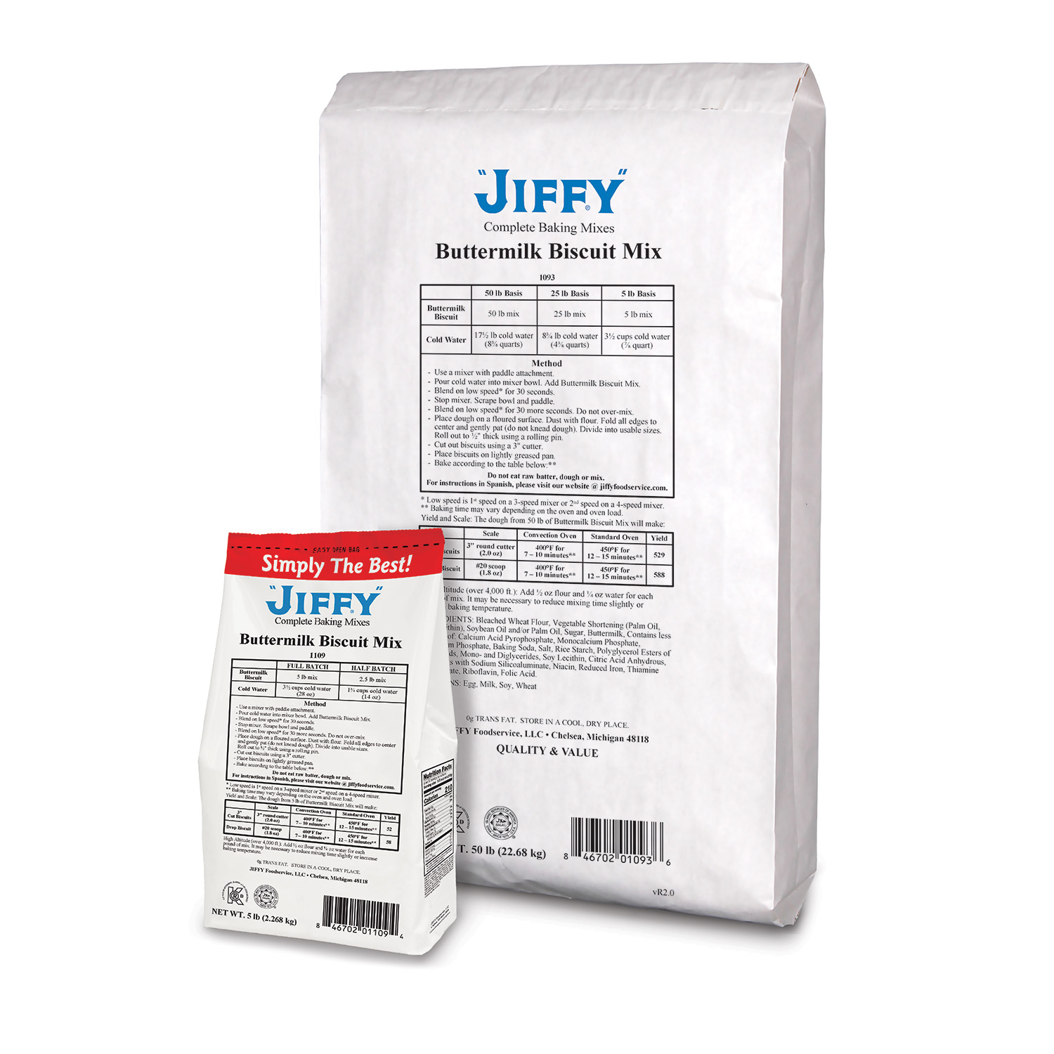 "JIFFY" Buttermilk Biscuit Mix 6/5 lb and 50 lb bags