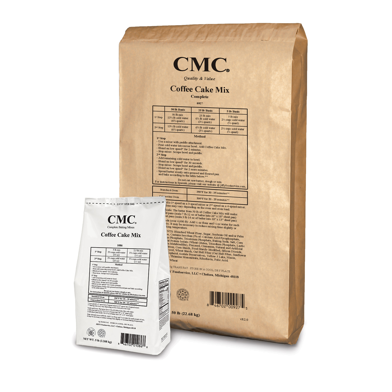 CMC Coffee Cake Mix 6/5 lb and 50 lb bags