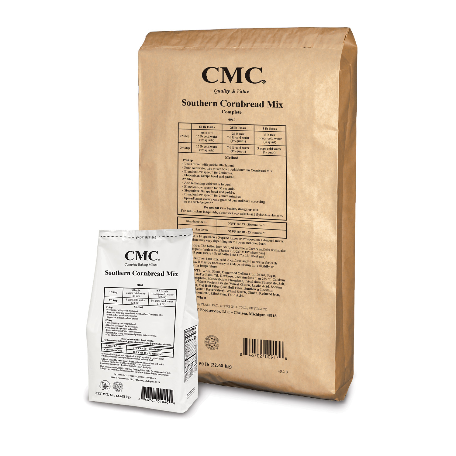 CMC_Southern_Cornbread_Mix_5lb_50lb-1500px-KRAFT | "JIFFY" Foodservice CMC Southern Cornbread Mix 6/5 lb and 50 lb bags